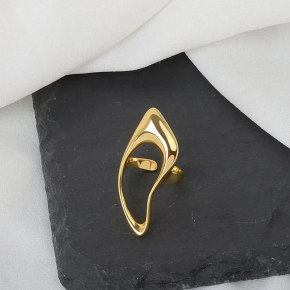 925 Sterling Silver Statement Ring Abstract Irregular Chunky Large Bold Ring - Picture 12 of 13